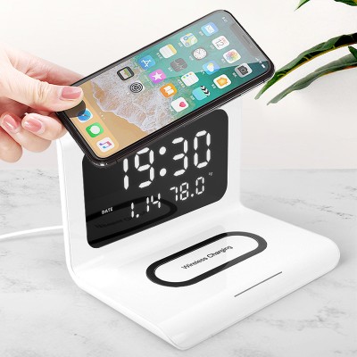 2020 Latest Qi Wireless Charger 2 IN 1 Wireless Charger Universal Wireless Charger alarm clock  for Mobile phone